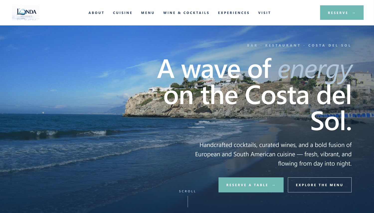Screenshot of the L'Onda website